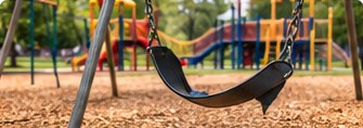 Playground swing in a public park