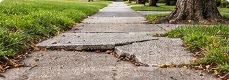 Cracked and uneven sidewalk